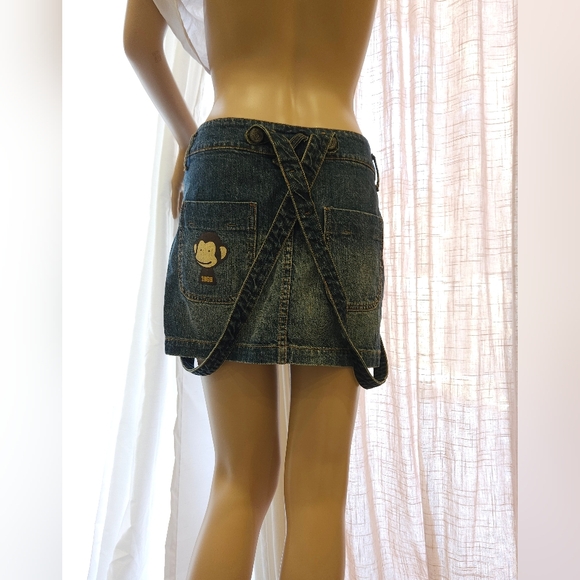 1990s Real Vintage piece Suspender Mini Skirt By Banana Chippy A Jolly Monkey - Picture 7 of 16